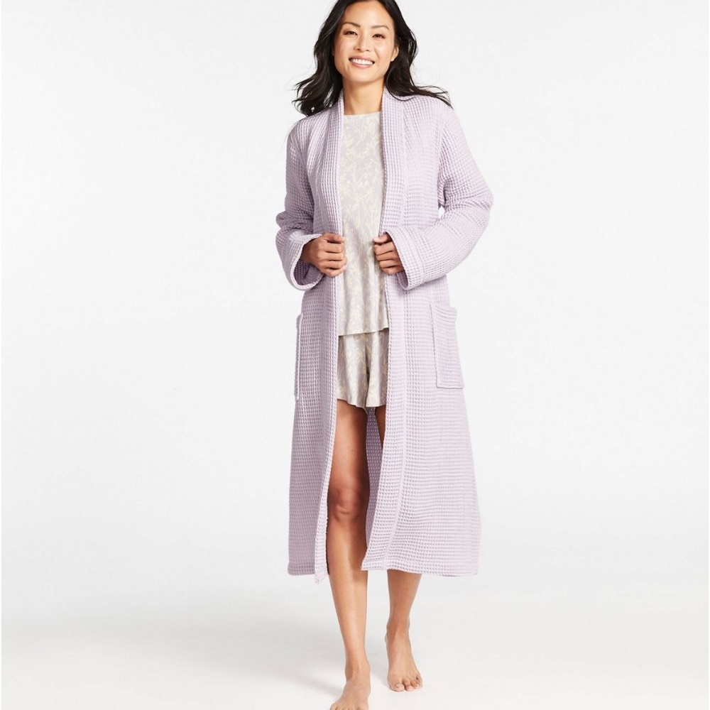 LL Bean Women's Woven Waffle Robe Size Small